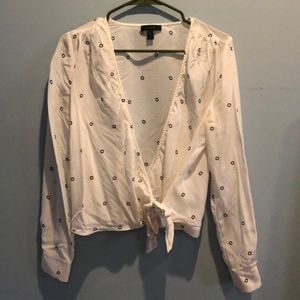 J. Crew Ivory* 100% Silk Tie-Front Top